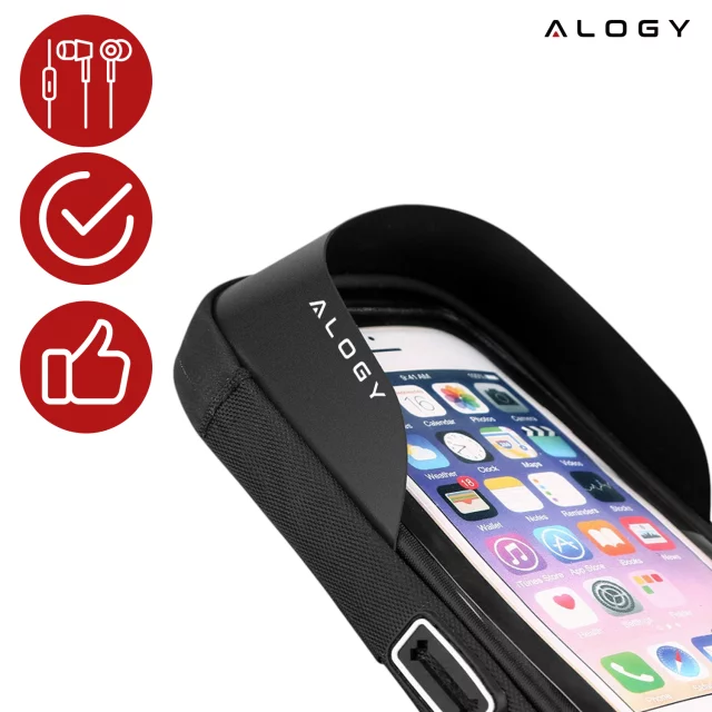 Case Bag Vodotěsná taška na kolo na kolo pro telefon 6,4 palcový držák na řídítka 0,5 l Alogy Black
