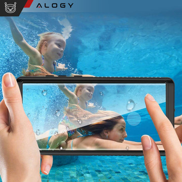 Waterproof case for Samsung Galaxy S23 Ultra 360 Alogy Armor IP68 with lanyard Black