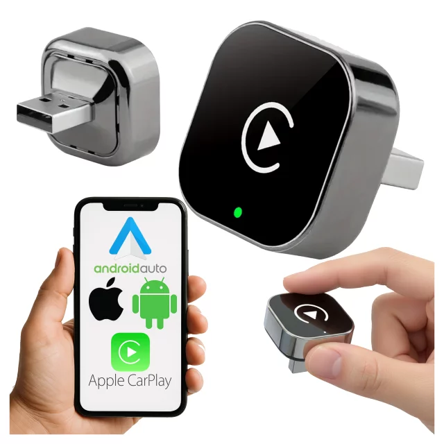Adapter Bezprzewodowy Apple CarPlay i Android Auto do Auta, Plug & Play z Portem USB-A + Przejściówka USB-C, Szybkie Połączenie i Stabilna Transmisja, Alogy AutoConnect™