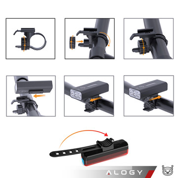 Světlo na kolo Přední Zadní LED Přední Zadní Světlo na kolo Vodotěsné IPX5 USB Bike Light Alogy