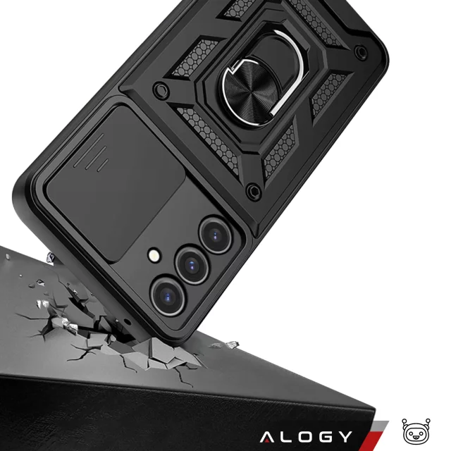 Case for Samsung Galaxy S25 armored Slide Case Ring camera protection housing Camshield Alogy black
