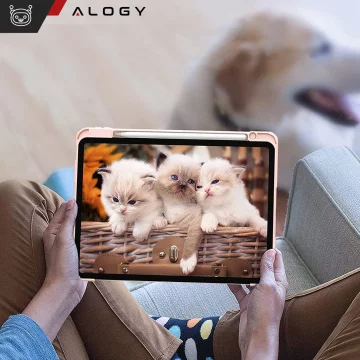Hybridní pouzdro s držákem stylusu pro Apple iPad Air 11" (2024,2025) / Air 10.9" (2020,2022) / Pro 11 (2018) Alogy Hybrid Book Cover Case Marble Pink
