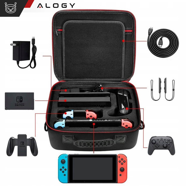 Case Suitcase Suitcase Bag for Nintendo Switch OLED Accessories 21 Games Alogy Waterproof with Strap Black