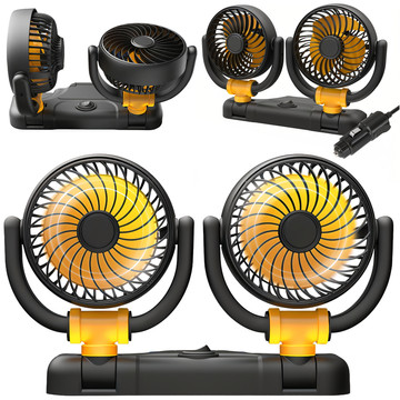 Double fan car fan for cockpit adjustable silent for cigarette lighter for Alogy Car 12V Black