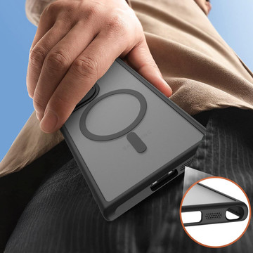 MagSafe Alogy Ring Mag Clear Case für Samsung Galaxy S23 Ultra Qi-Ladegeräte Schwarz