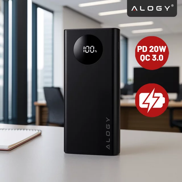 PowerBank Alogy TurboCharge 120W PD PowerDelivery Schnellladung 10000mAh 2x USB-A 1x USB-C Schwarz