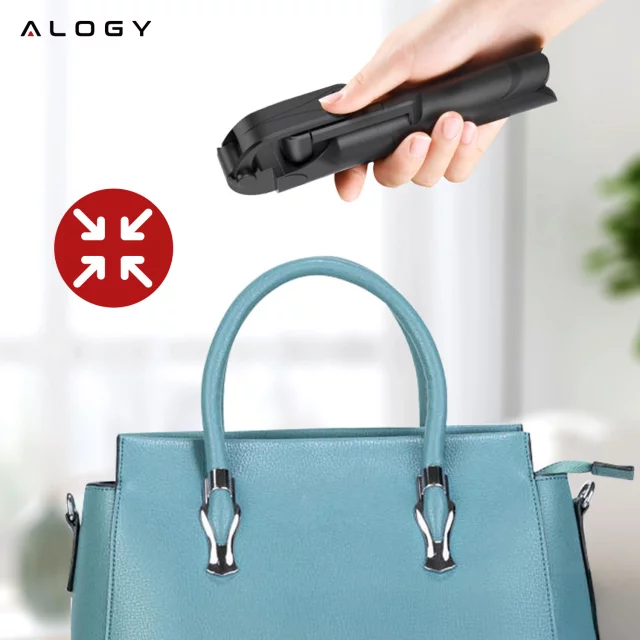 Selfie tyč stativ Stativový držák telefonu Alogy Tripod selfie tyč Bluetooth 360 dálkové ovládání Black