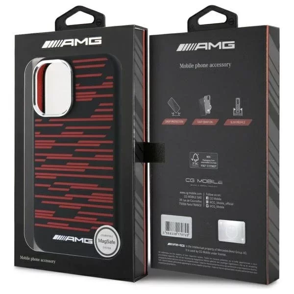 Etui do iPhone 16 AMG Silicone Graphics MagSafe Red Black