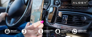 Car phone holder, window, grille, cockpit, dashboard, car, car, for 7" phone Alogy 3in1 Black