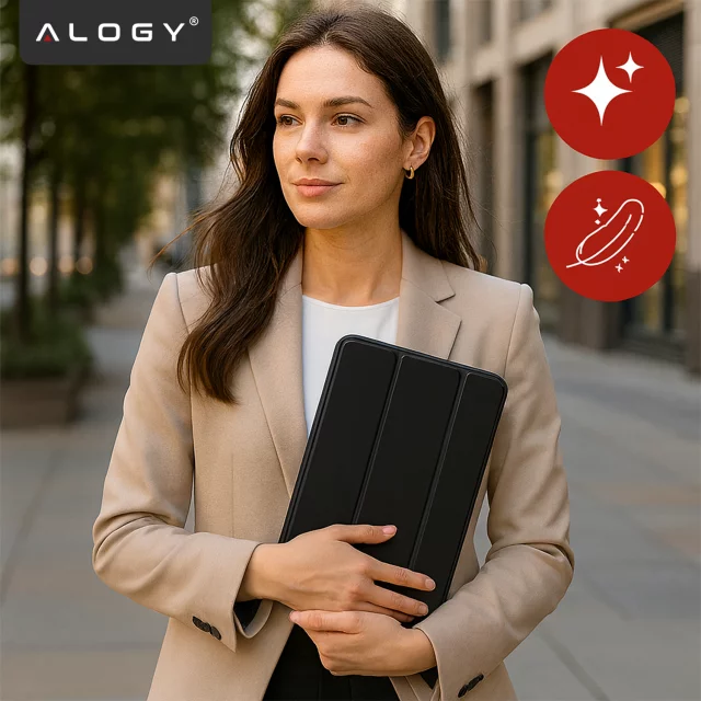 Etui Ochronne do Apple iPad 10.9" 10 Gen 2022 / iPad 11" A16 11 Gen 2025 Hybrydowe z Miejscem na Rysik, Składana Okładka z Funkcją Podstawki 2w1, Alogy HybridBook™ Case – Czarne