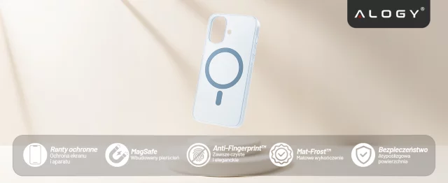 Etui do Apple iPhone 17 – matowa obudowa do MagSafe z ochroną obiektywu, smukłe i odporne na zarysowania, idealne dopasowanie – Alogy Skinny MatteCase™ Mist Blue
