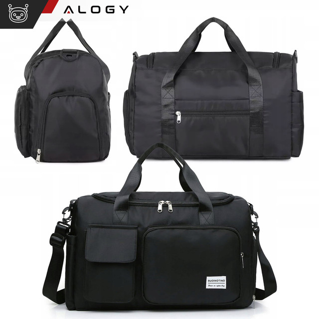Men's women's sports shoulder bag for the gym for the plane hand luggage 44x26 training black Alogy Black