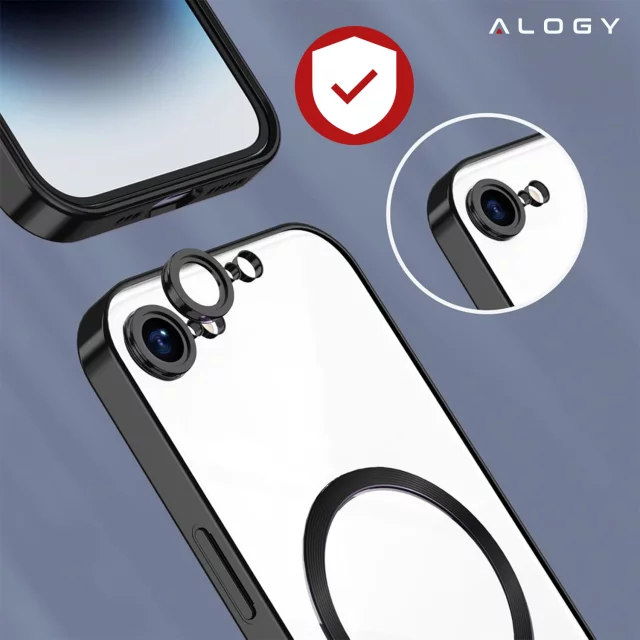 Apple iPhone 16e Alogy LuxeShield™️ Glamour Luxury Ring MagSafe Case with Camera Cover Black