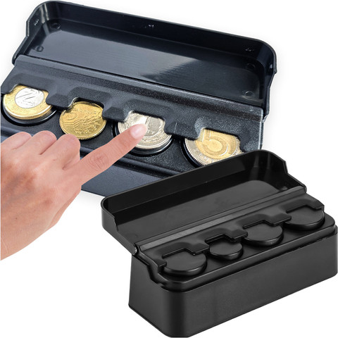 Coin Box Coin Holder Wallet Organizer Storage Box for Small Coins for Car Cars Offices Home Box Alogy Black