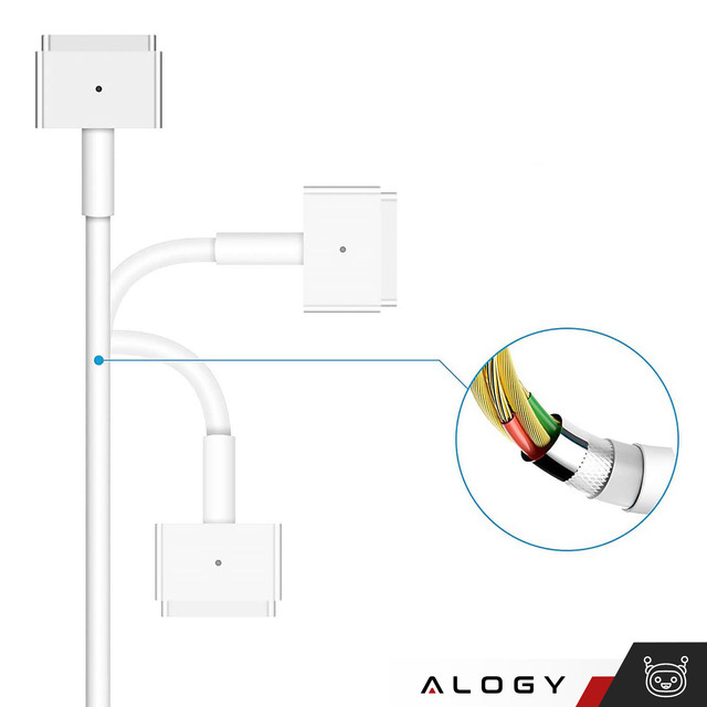 Ładowarka do MacBooka Alogy Charger Zasilacz do Apple MacBook MagSafe 2 T-type 45W Biała