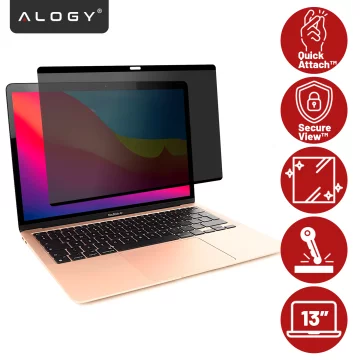 Magnetische Sichtschutzfolie für MacBook Air 13" (2018–2021) – Sichtschutz, einfache Anbringung, Aufbewahrungshülle, Blendschutz – Alogy SecureView™