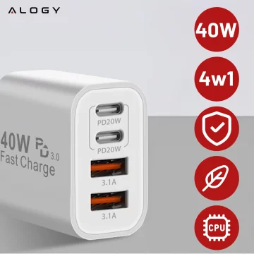Alogy HUB Splitter Adapter for Laptop Computer USB-C to 3x USB-A 2.0 1x USB-A 3.0 Gray