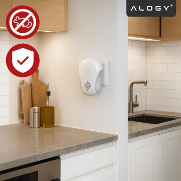 Ultrazvukový odpuzovač škůdců pro 250 m2, proti hmyzu, komárům, mouchám, myším, švábům, bez chemikálií, slitiny DuoGuard™ – bílý