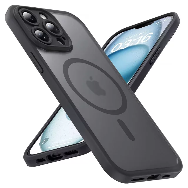 Hülle für Apple iPhone 13 Pro Max Alogy MagSafe Hybrid Matte Case Matte Cover mit Linsenschutz Schwarz