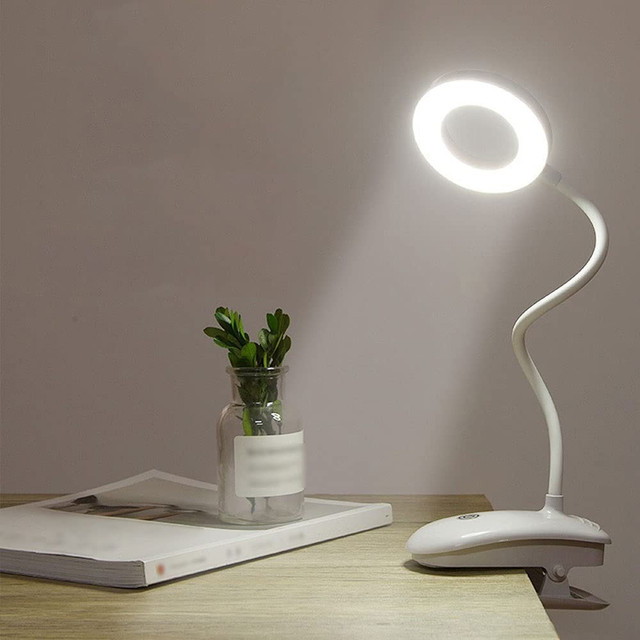 Lampa lampka biurkowa Alogy Desk LED Ring Lamp z klipsem do biurka blatu bezprzewodowa elastyczna Biała