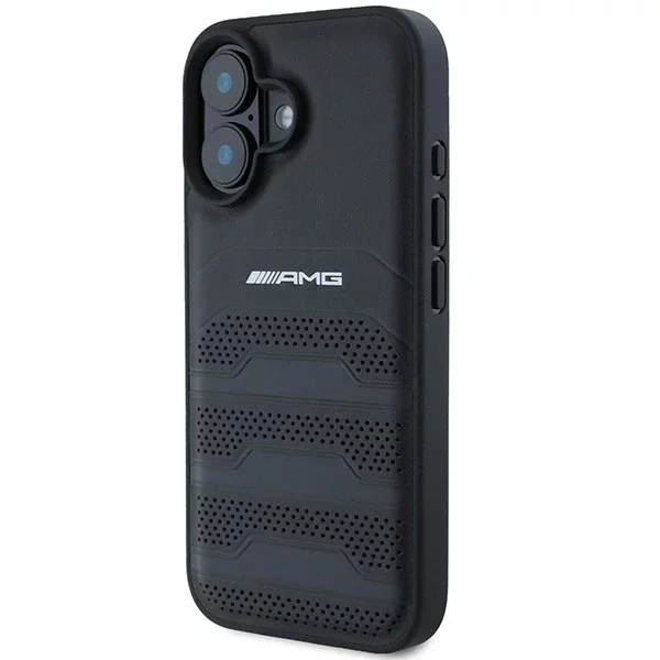 Etui do iPhone 16 AMG Leather Debossed Lines czarne