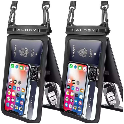2x IPX8 waterproof case for 6.7" phone double case Alogy Waterproof Black