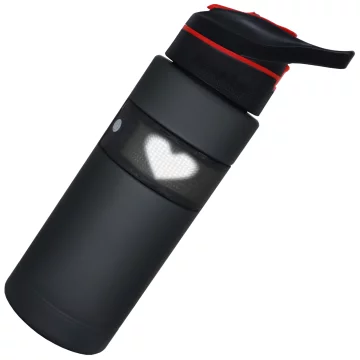 Alogy FitBottle™ 800ml Smart-Trinkflasche mit LED-Display, Bluetooth-Verbindung, Strohhalm, Motivationsfunktion, wiederverwendbar – Schwarz