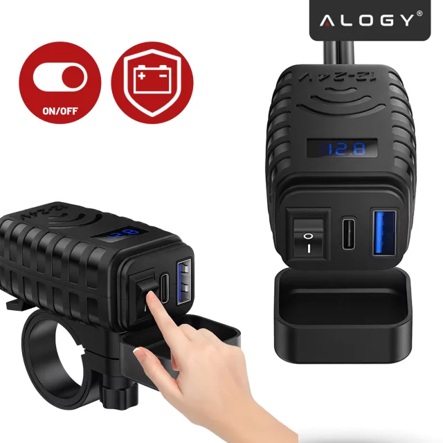 Alogy Plug Extender rozbočovač zásuvek rozbočovač adaptér prodlužovací kabel s indukční nabíječkou Qi 4x EU zástrčka 4x USB 2x USB-C Černá