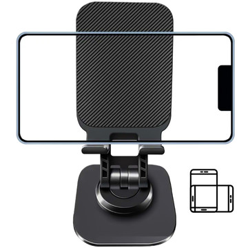 Phone Holder Tablet Stand Stand Foldable Adjustable Aluminum for Desk 4-12.9" 360 Alogy Black