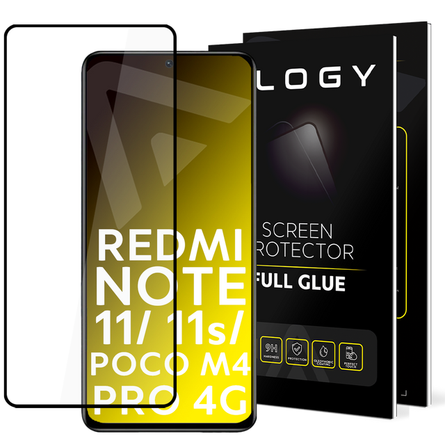 9H Alogy Full Glue Glas für hüllenfreundliche Hülle für Xiaomi Redmi Note 11 / 11s / Poco M4 Pro 4G Schwarz