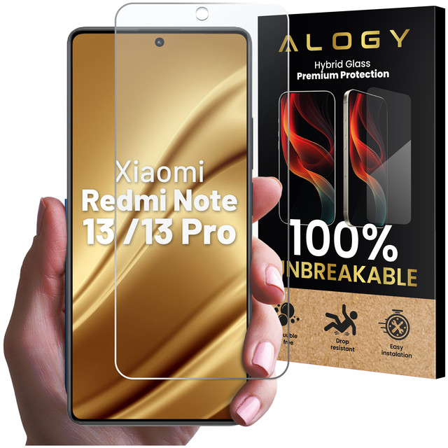Hybrid Glass for Xiaomi Redmi Note 13 / Note 13 Pro for Alogy Flexi Glass 9H Case Friendly Flat Screen Protector