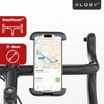 Fahrrad-Telefonhalter 4,7–6,8 Zoll für Telefon, Fahrradlenker für Fahrrad, Motorrad, verstellbar, Alogy Sport, Schwarz