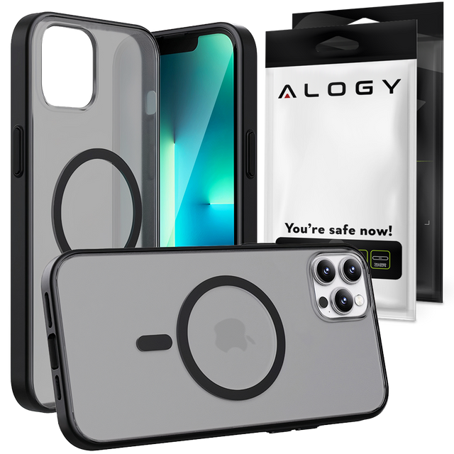 Alogy MagCase Matte Case für MagSafe Case mit Magnetring für Apple iPhone 12/ 12 Pro Black Glass
