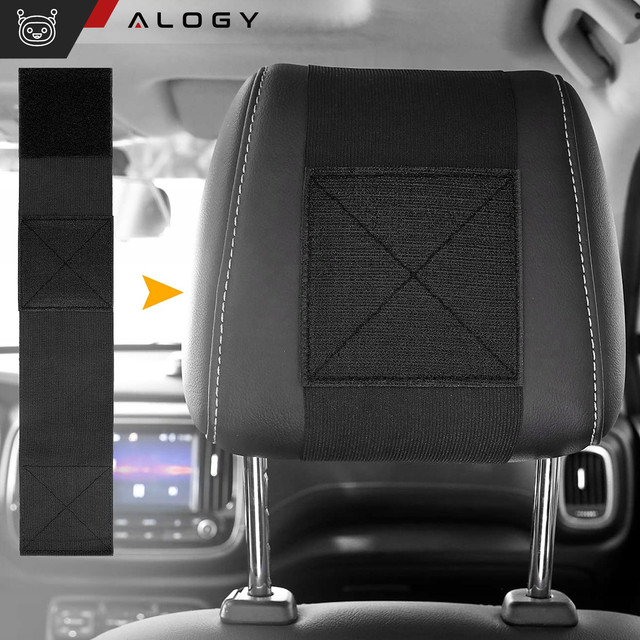Držák na opěrku hlavy do auta pevný suchý zip pro čtečku tabletových telefonů Alogy Car flexibilní černá