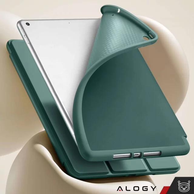 Case for Apple iPad 10.2 9 Gen 8/7 2021/2020/2019 Smart Pencil Case Alogy TPU Tablet Cover Green