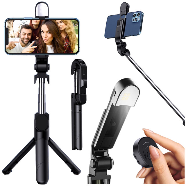 Alogy Holder Wireless Selfie Stick Bluetooth foldable Tripod Mini tripod for phone with LED light