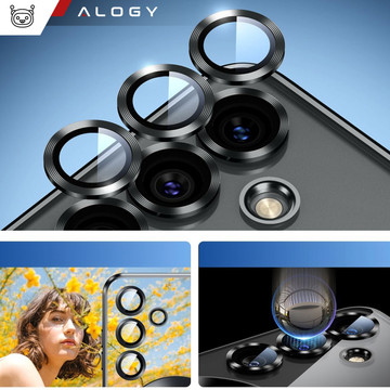 Case for Samsung Galaxy S24 Mag Safe Glamor Case Ring Housing Camera Protection Alogy Black Transparent Glass