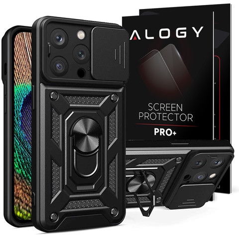 Alogy Camshield Stand Ring Case with Camera Cover for Apple iPhone 14 Pro Glass