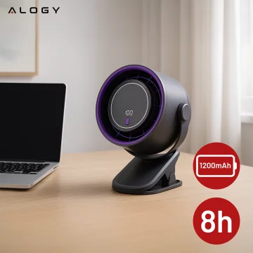 Schreibtischventilator, Standventilator, kleiner Umwälzventilator mit Clip, kabelloser Handventilator, 500 mAh, USB-C, Alogy White