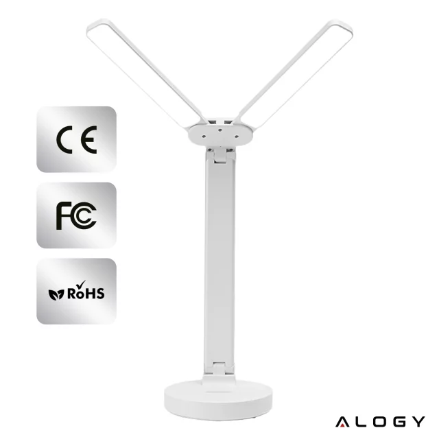 Lamp Alogy double LED desk lamp standing on the desk with a battery school draftsman White