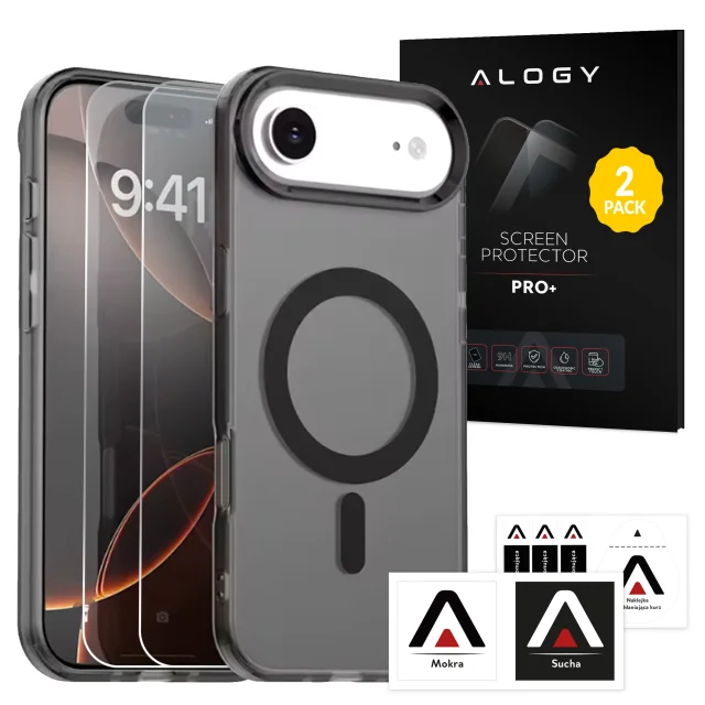 Hülle für Apple iPhone 16 Pro Max Alogy MagSafe Hybrid Matte Case Matte Cover mit Linsenschutz Schwarz