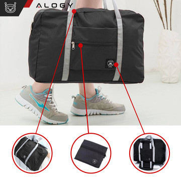 Torba podróżna sportowa na ramię męska damska na siłownie treningowa bagaż podręczny 48x32 materiałowa Alogy Sport Czarna