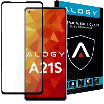 Szkło Alogy Full Glue case friendly do Samsung Galaxy A21S czarne