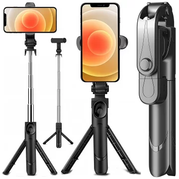 Selfie stick tripod Tripod phone holder Alogy Tripod selfie stick Bluetooth 360 remote control Black