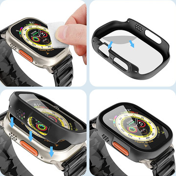 Alogy Protector Case with Glass 2in1 Case Cover for Apple Watch Ultra 49mm Black
