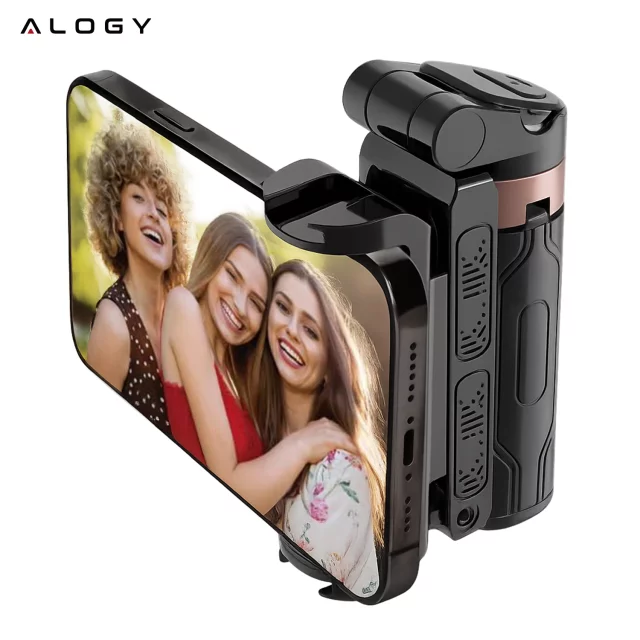 Selfie Stick Mini Tripod stabilny kompaktowy lekki Kijek do Selfie i Statyw Rozkładany 360° z Pilotem Bluetooth 10m, Stojak do Zdjęć i Nagrywania, Alogy FlexiShot™ Czarny