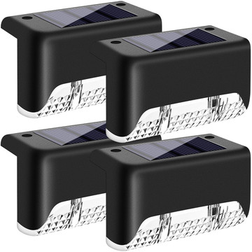 LED solar garden lamp for terrace, balcony, stairs, balustrade with dusk sensor, AAA battery, black