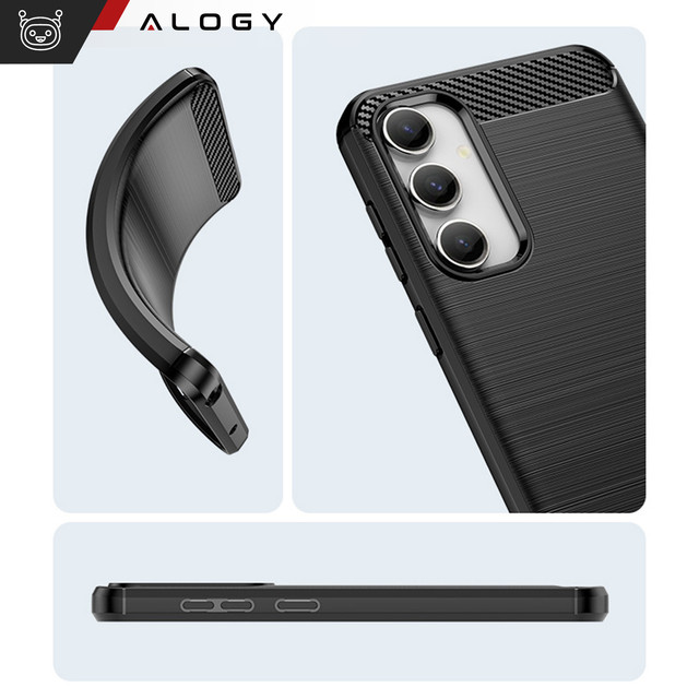 Hülle für Samsung Galaxy S23 FE gepanzerte Rückseite Handyhülle Alogy Carbon Silikon schwarz