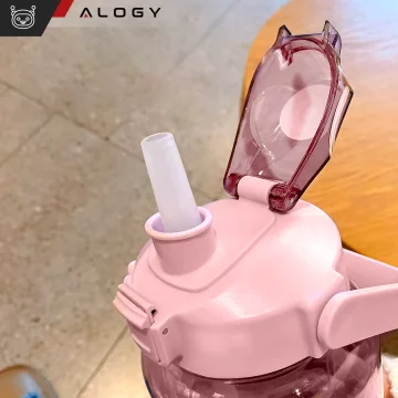 Large bottle for drinking drinks Alogy MotivHydro Motivational measuring cup 2l 2000ml Pink