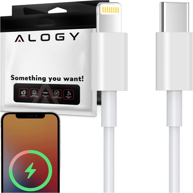 2x Kabel 2m USB-C do Lightning Alogy Fast Charge przewód do ładowania iPhone 20W biały